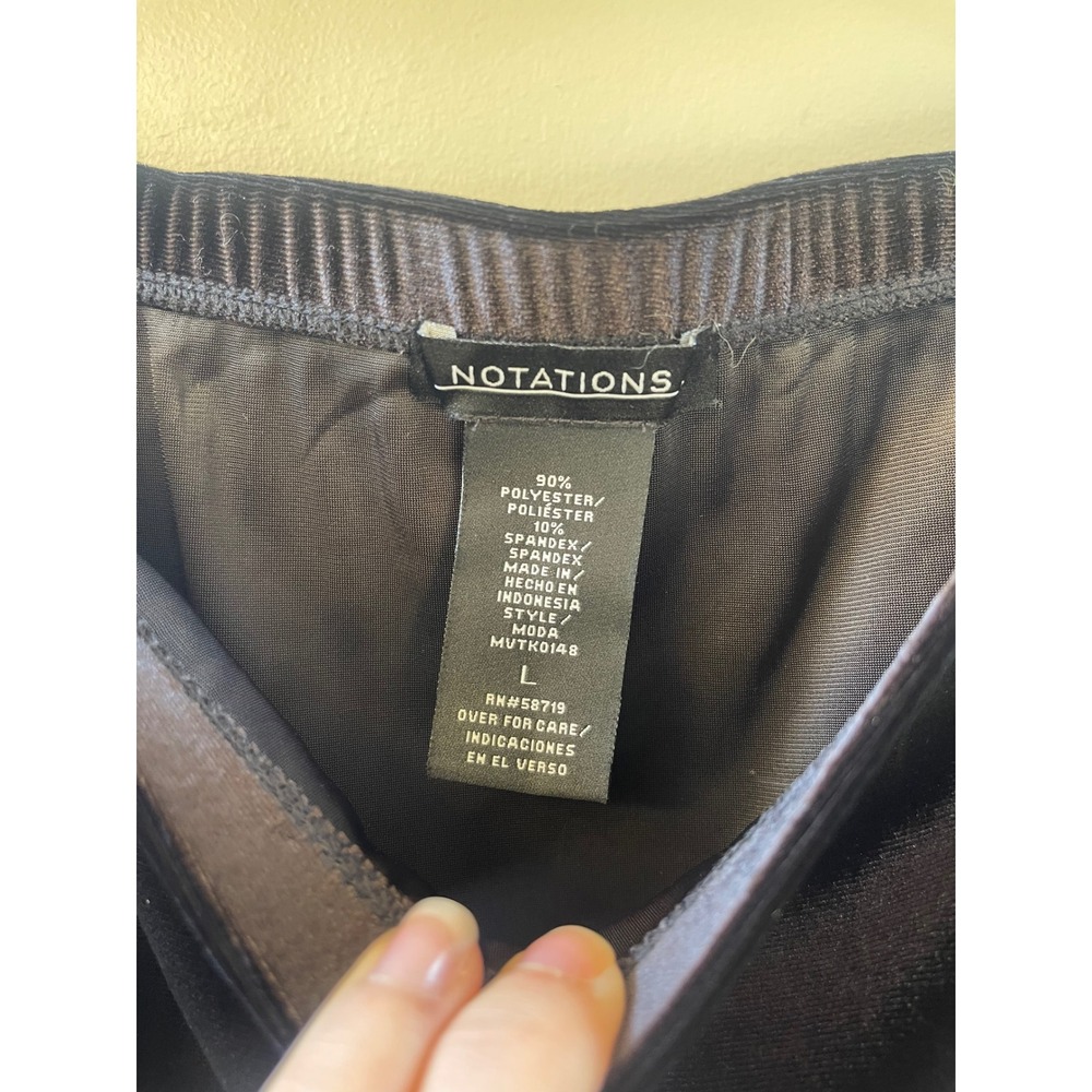 Notations Womens Large Black Velvet Flared Godet Midi Skirt - Picture 3 of 4